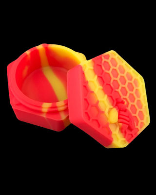 26ml silicone hex bees wax dab jar open in red-yellow by Redytek