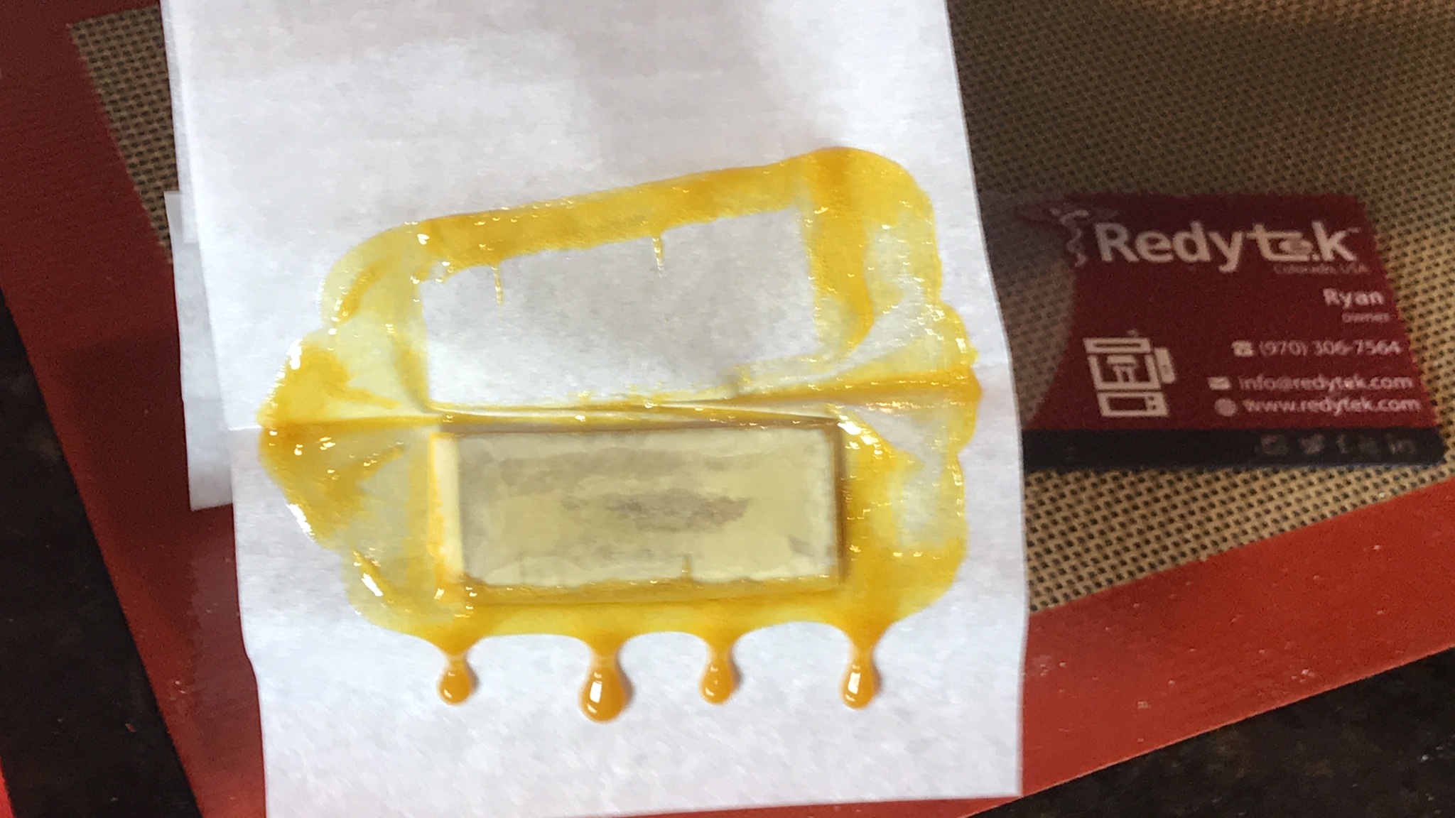 Whole plant fresh frozen rosin squish on the Redytek R2P-X personal rosin press for on the go!