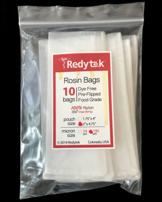 R2P 10 pack rosin filter bags 2 x 4.75 in 190µm by Redytek